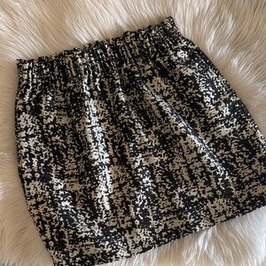 J. Crew Black and Cream shimmer Mini Sidewalk Skirt